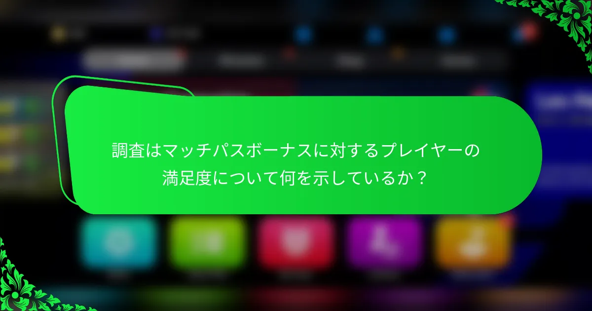 調査はマッチパスボーナスに対するプレイヤーの満足度について何を示しているか？